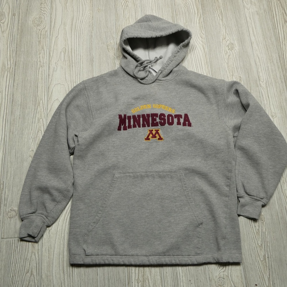 Minnesota Gophers Sweater Adult S Gray Hooded Sweatshirt Hoodie‎ Embroidered